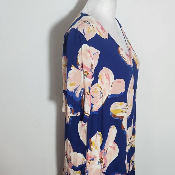 a new day Blue Floral Mini Shift Dress with Ruffle Hemline Size Small Easter Dre - Picture 5 of 9